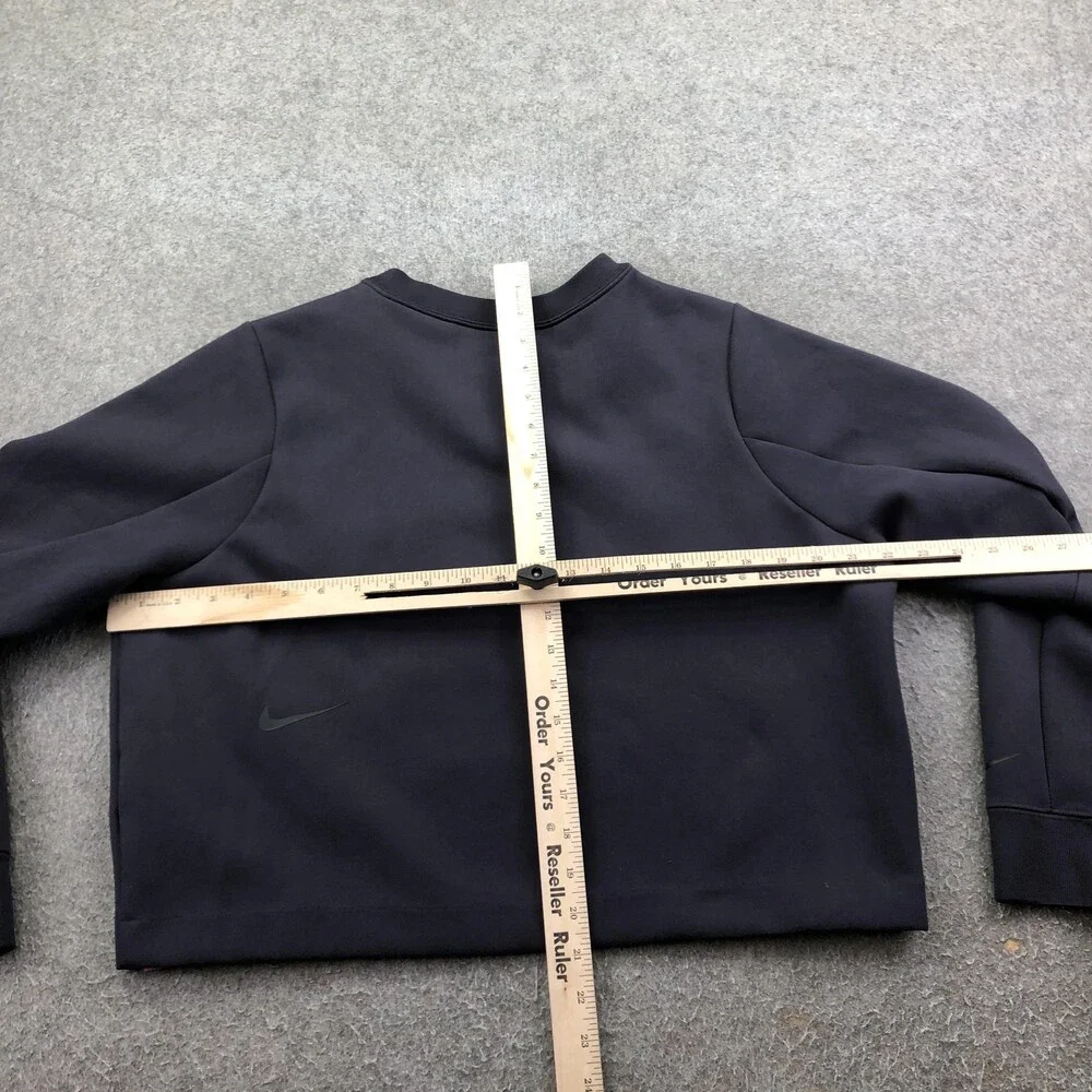 Nike Sweatshirt Womens Small Black Pullover Fleece Crewneck Side Zip Logo Yoga